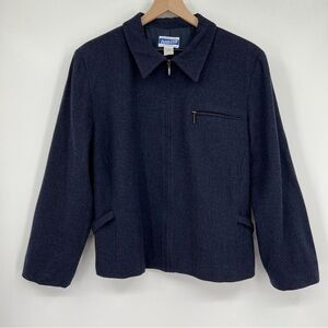 Pendleton Wool Blazer Jacket Navy Vintage Retro Style Woman's Plus Size 18 W
